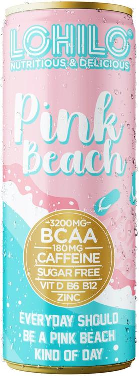 Lohilo Pink Beach Verigreipin makuinen BCAA-aminohappoja sisältävä sokeriton hiilihapotettu energiajuoma 330ml