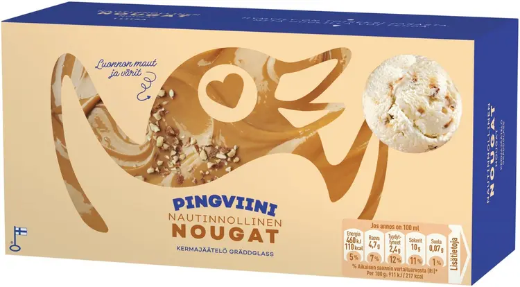 Pingviini Nougat kermajäätelö kotipakkaus 1L/505g