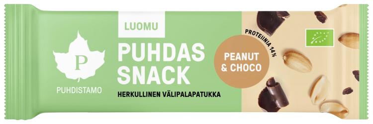 Puhdistamo Puhdas Snack Peanut & Choco, Luomu 40 g