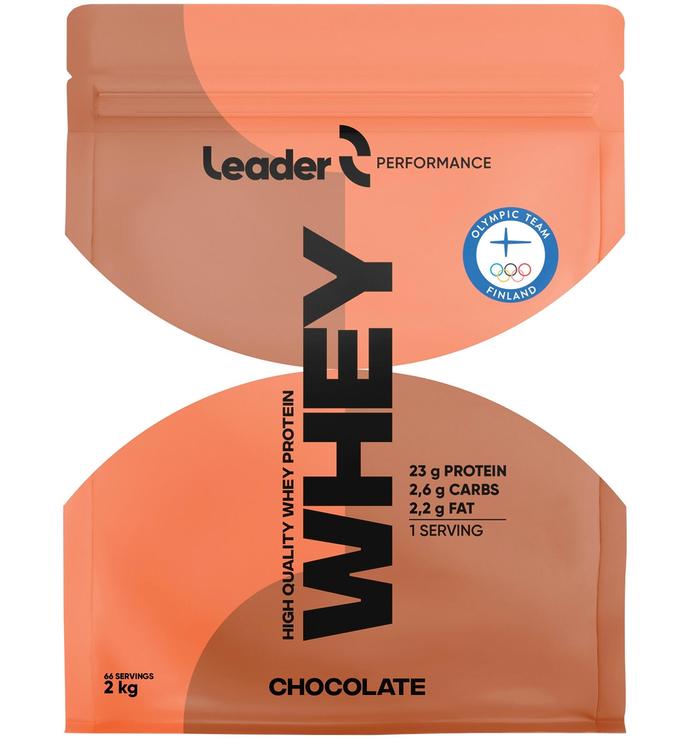 Leader Performance Whey heraproteiinijauhe suklaanmakuinen 2 kg