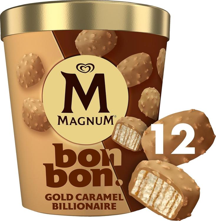 Magnum Bonbon Gold Caramel Billionaire Jäätelö Monipakkaus 204ml/168g 12kpl