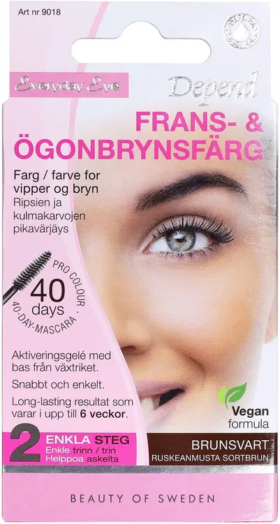 Depend Ripsien ja Kulmakarvojen Pikavärjäys Ruskeanmusta 9018