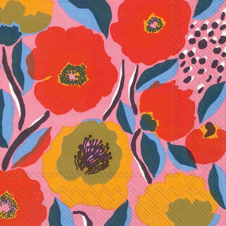 Marimekko 25cm Rosarium roosa 20kpl lautasliina