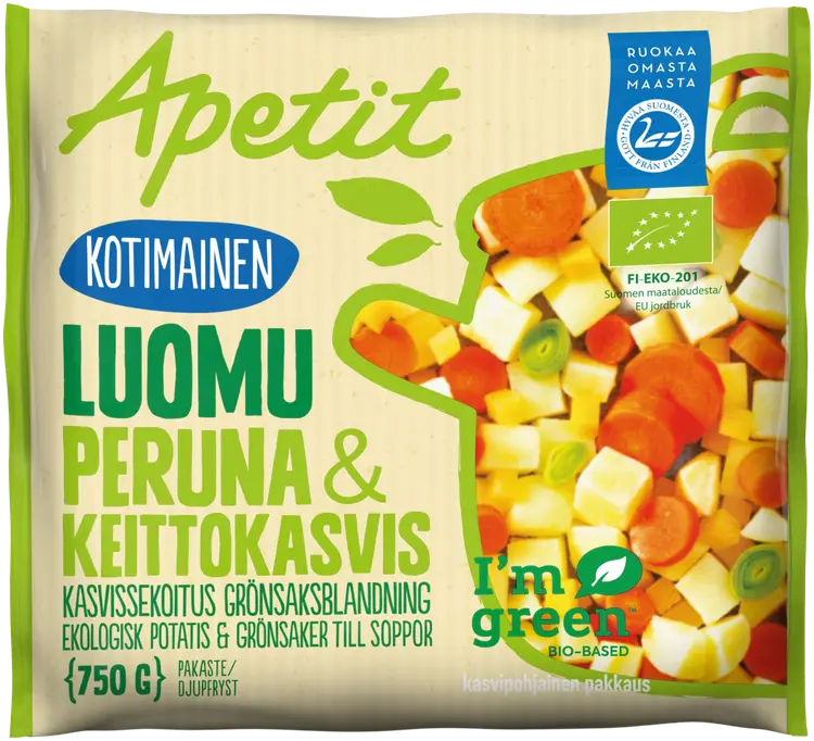 Apetit Kotimainen Luomu peruna & keittokasvis pakaste 750g