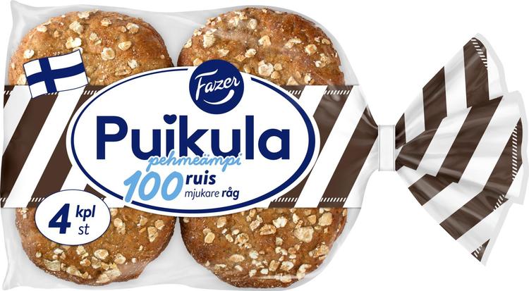 Fazer Puikula Pehmeämpi 100Ruis 4kpl 220g ruisleipä