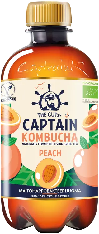 The Gutsy Captain Peach kombucha-juoma LUOMU 400ml