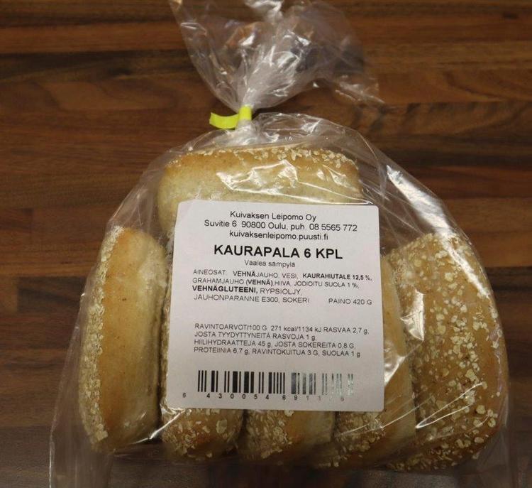 Kuivaksen leipomon Kallen kaurapala 6 kpl
