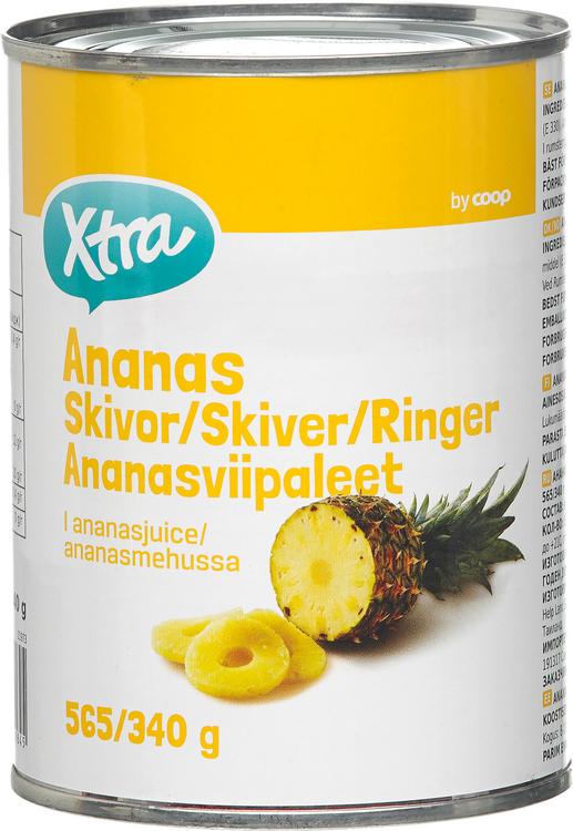 X-tra ananassiviilud mahlas, 567/340 g