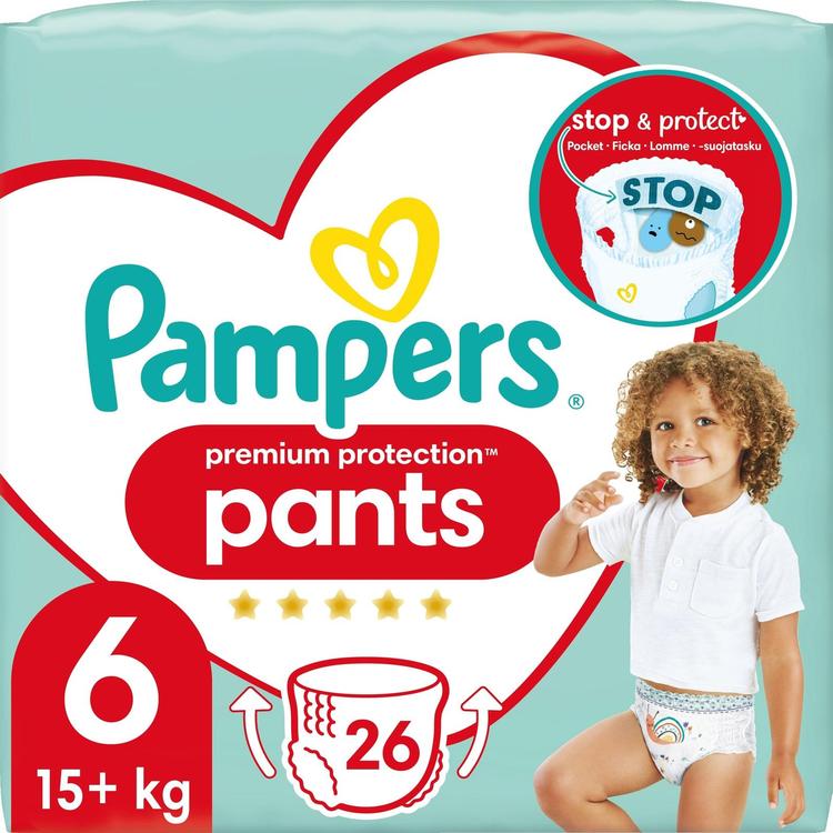Pampers 26kpl Premium Protection Pants S6 15+kg housuvaippa
