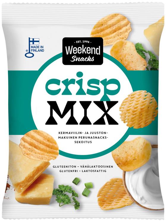 Weekend Snacks Crisp Mix 35g Kermaviilin- ja juustonmakuinen perunasnacks-sekoitus