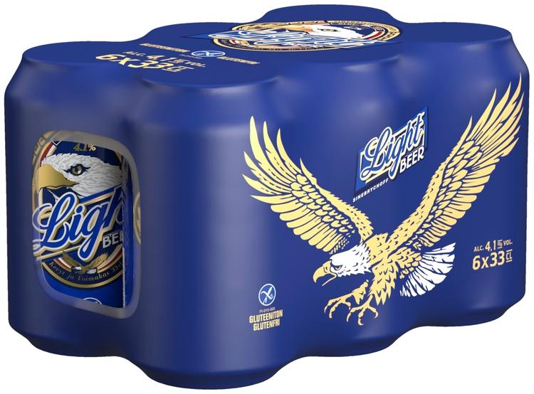 6-pack Light Beer gluteeniton olut 4,1 % tölkki 0,33 L