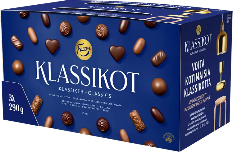 Fazer Klassikot suklaakonvehteja 290g 3-pack