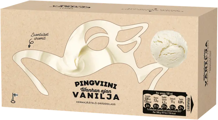 Pingviini Wanhan Ajan Vanilja kermajäätelö kotipakkaus 1L/540g