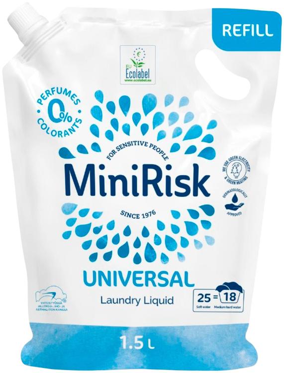 Mini Risk Universal pyykinpesuneste 1,5L täyttöpussi