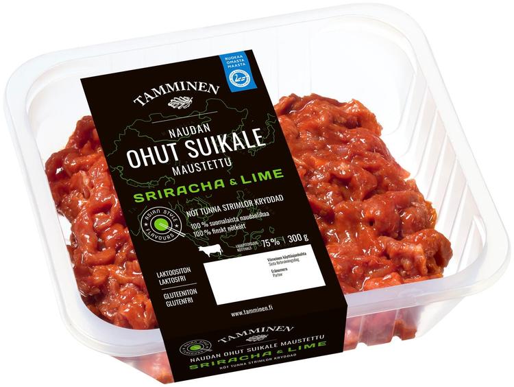 Tamminen naudan ohut suikale maustettu Sriracha & Lime 300g