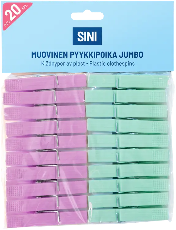 Sini muovinen pyykkipoika jumbo 20kpl