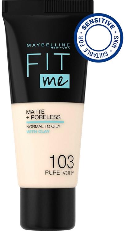 Maybelline New York Fit Me Matte+Poreless 103 Pure Ivory -meikkivoide 30ml