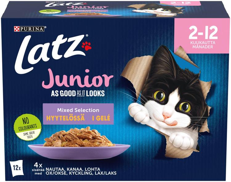 Latz Agail 12x85g Junior Mixed lajitelma hyytelössä 4 varianttia kissanruoka