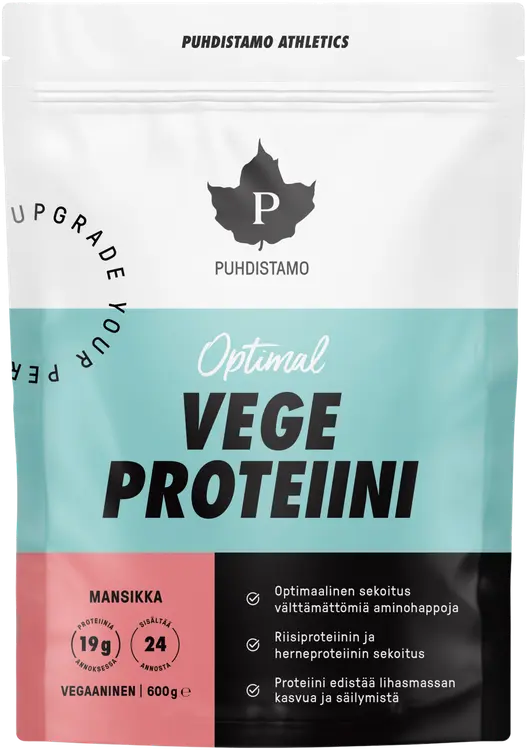 Puhdistamo Athletics Optimal Vege proteiinijauhe Mansikka 600 g