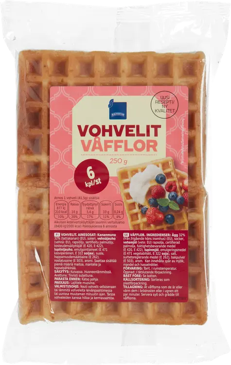 Rainbow vohvelit 6 kpl 250 g
