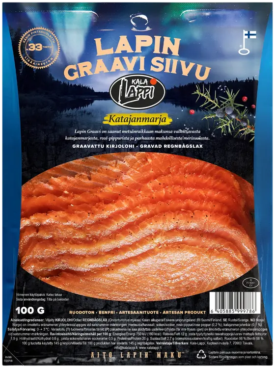 Kala-Lappi Lapin Graavi kirjolohifileesiivu, Katajanmarja 100 g