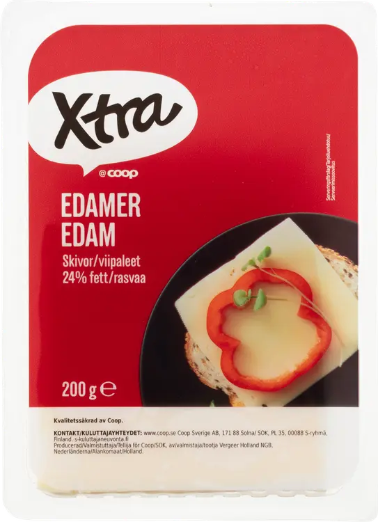Xtra Edam 24 % juustoviipaleet 200 g
