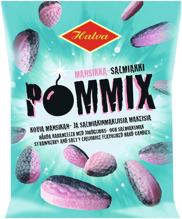 Halva Pommix kovia mansikan- ja salmiakinmakuisia makeisia 100 g