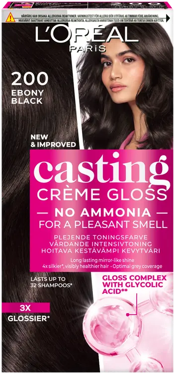 L'Oréal Paris Casting Crème Gloss 200 Ebony Black Musta kevytväri 1kpl