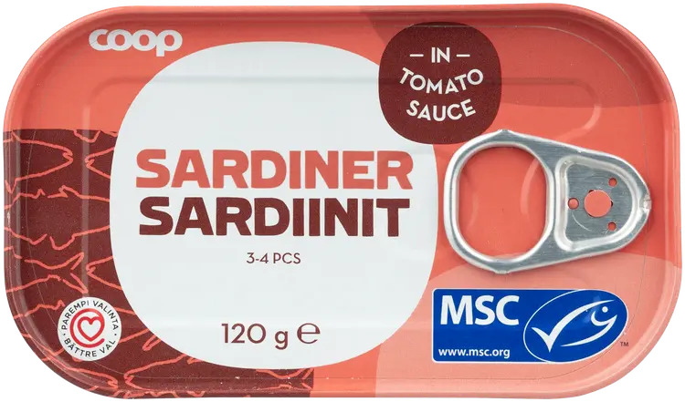 Coop sardiinit tomaattikastikkeessa MSC 120 g
