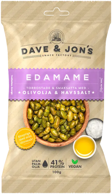Dave&Jons paahdettuja edamame papuja oliiviöljyllä ja merisuolalla 100 g
