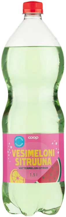 Coop vesimeloni-sitruuna sokeriton virvoitusjuoma 1,5l