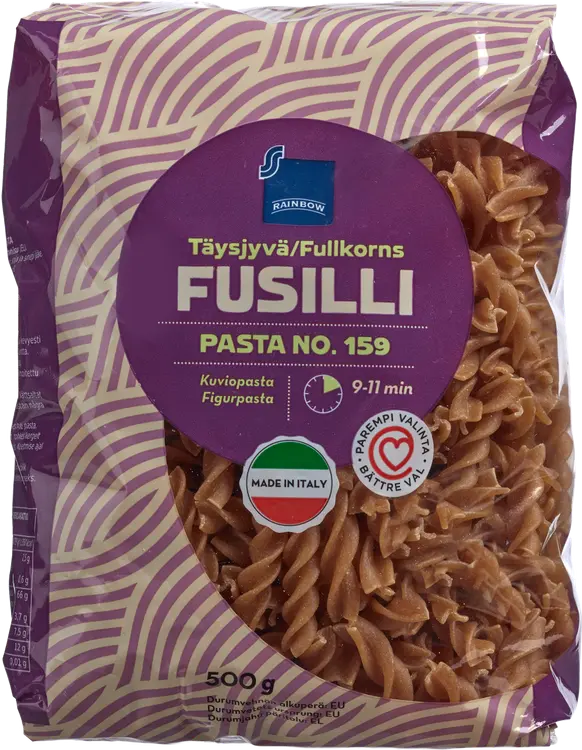 Rainbow 500g täysjyväfusilli kierrepasta