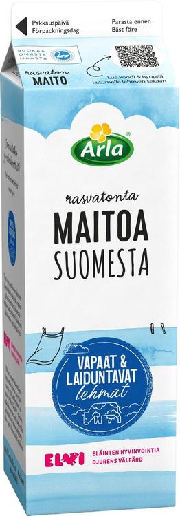 Arla Rasvaton maito 1 L Suomesta