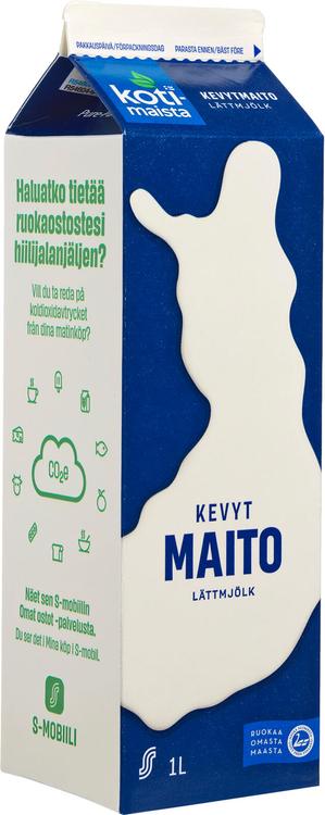 Kotimaista kevytmaito 1l
