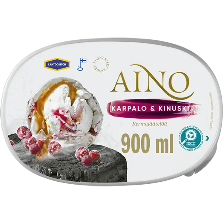 Aino Karpalo&Kinuski Laktoositon kermajäätelö kotipakkaus  527g/900ml