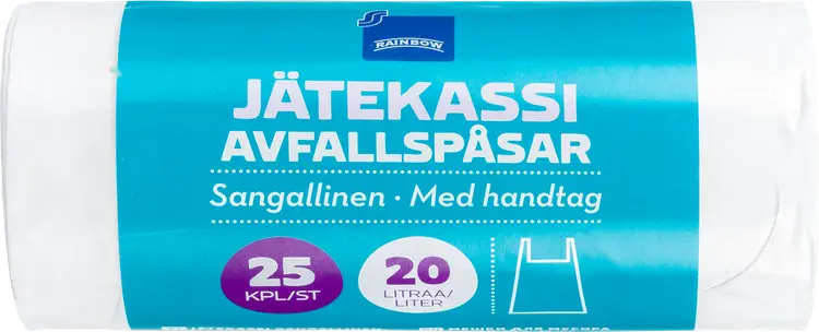 Rainbow jätekassi 20l 25kpl valkoinen