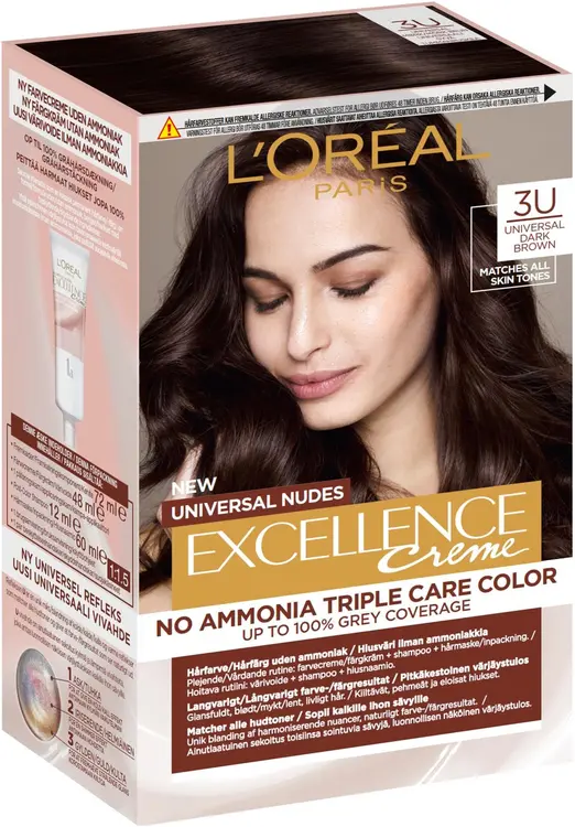 L'Oréal Paris Excellence Creme Universal Nudes 3U Universal Dark Brown kestoväri ilman ammoniakkia 1kpl