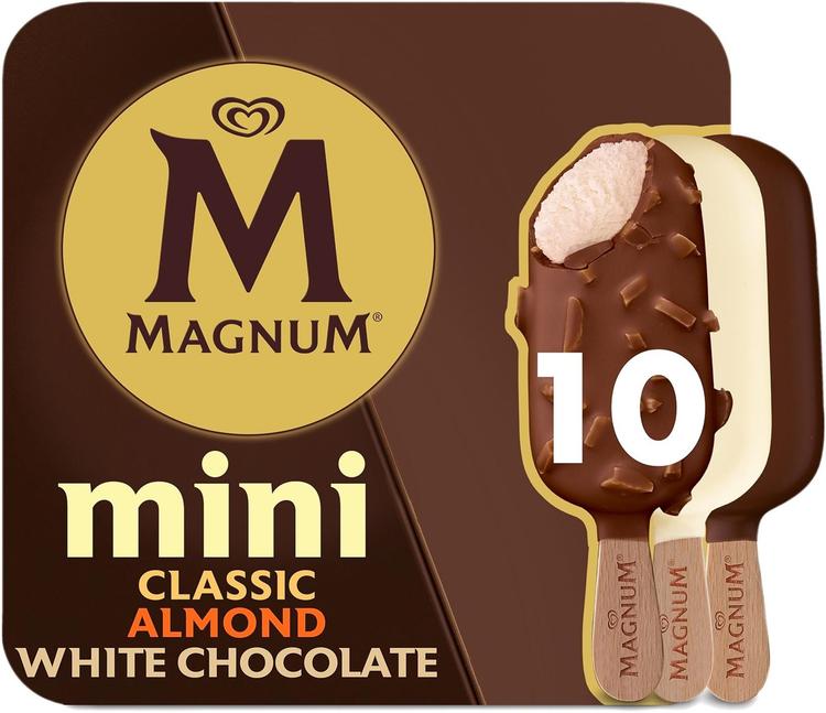 Magnum Mini Classic, Almond & White Chocolate Jäätelö Monipakkaus​ 550ml/422g 10 kpl