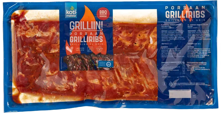Kotimaista Porsaan grilliribs BBQ-marinoitu n. 1,1kg