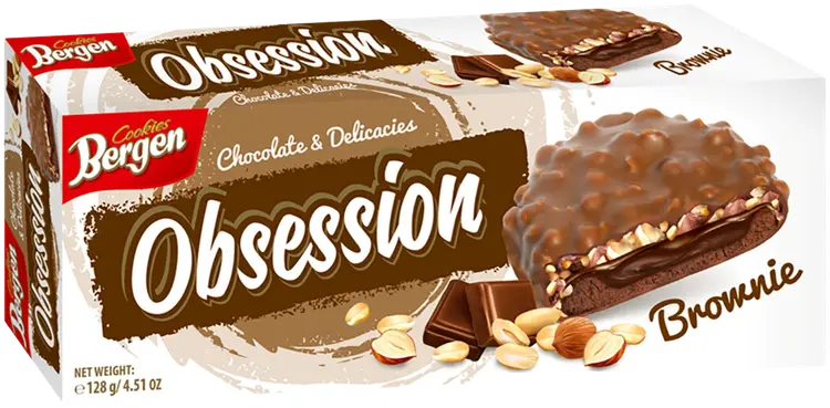 Bergen Cookies Obsession suklaakuorrutettu täytekeksi Brownie 128 g