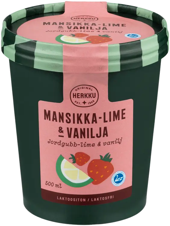 Herkku kermajäätelö mansikka-lime & vanilja 500ml