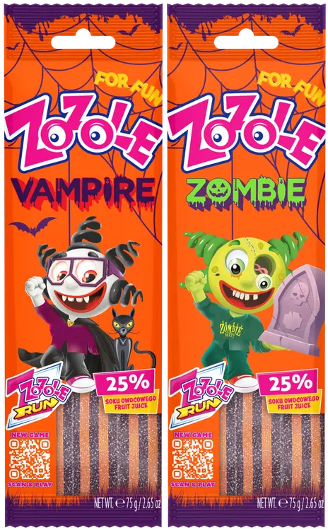 Mieszko Zozole Halloween Vampire & Zombie kirpeitä hedelmänmakuisia remmimakeisia 75 g