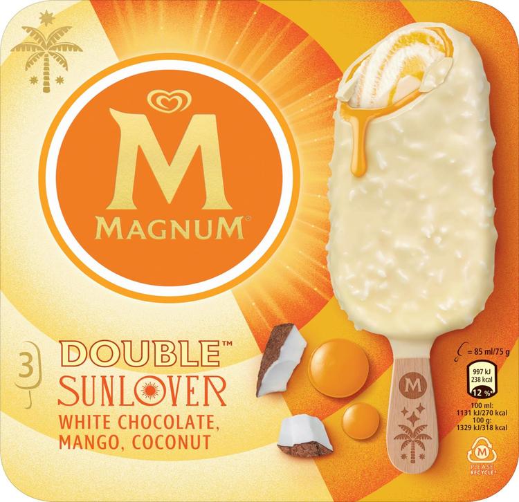 Magnum Double Sunlover Jäätelö Monipakkaus 255ml/225g 3 kpl