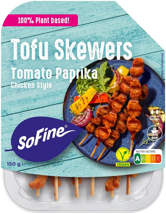 SoFine Tofu Skewers chicken style tomaatti-paprika vegaaninen 150g