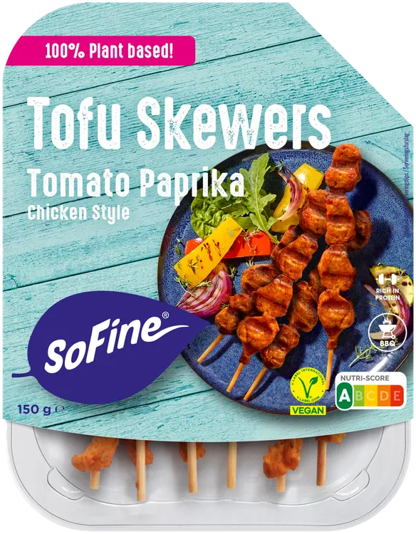 SoFine Tofu Skewers chicken style tomaatti-paprika vegaaninen 150g