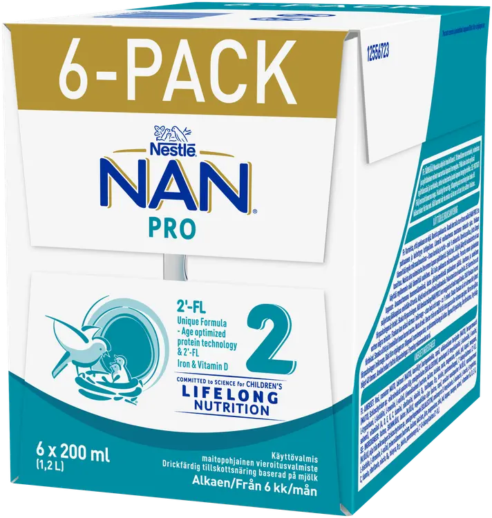 Nestlé NAN PRO 2 Vieroitusvalmiste 6x200ml monipakkaus