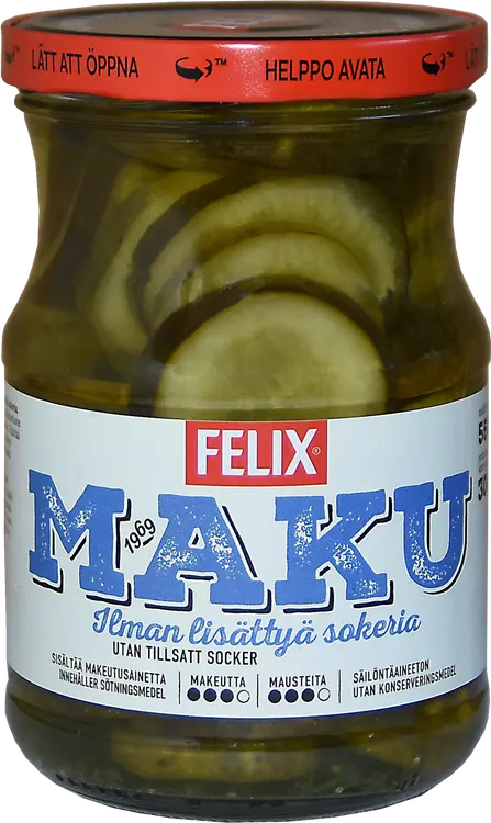 Felix Maku viipaloituja kurkkuja mausteliemessä ilman lisättyä sokeria 560/300g