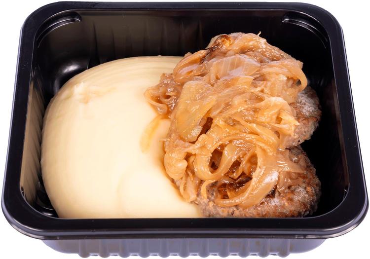 Perunamuusi ja sipulipihvi