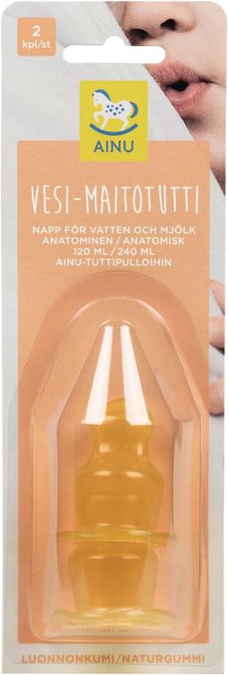 Ainu 17g/2kpl luonnonkulminen anatominen vesi- ja maitopullotutti