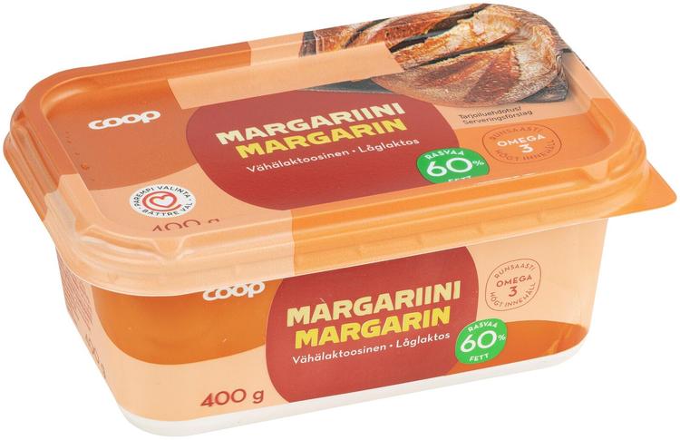 Coop vähendatud rasvasisaldusega margariin 60%, 400 g